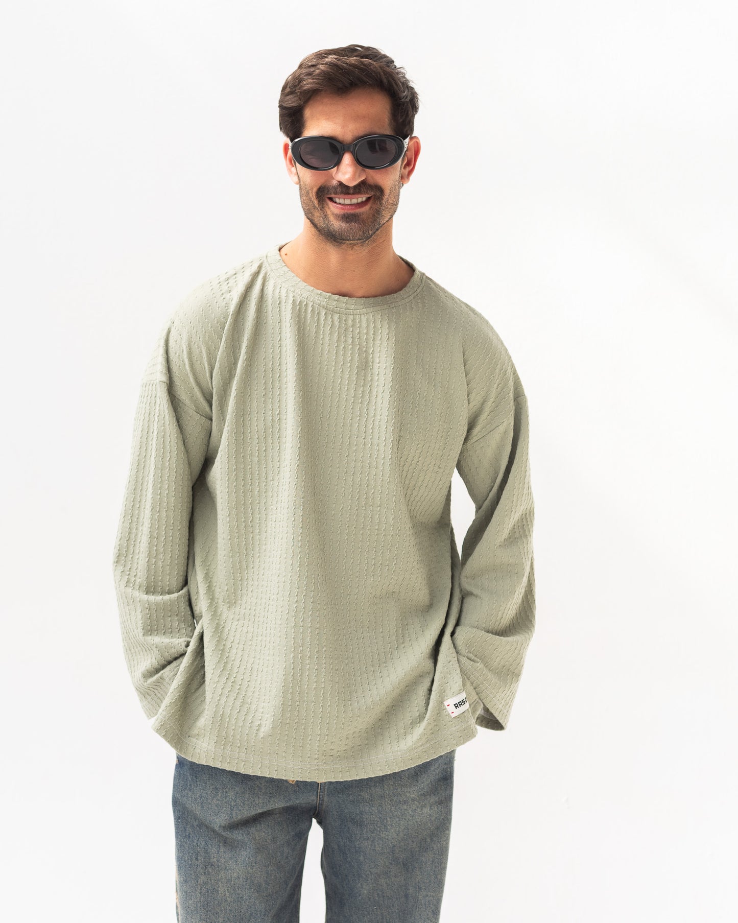 Textured Wave Top – Sage Khaki | Unisex