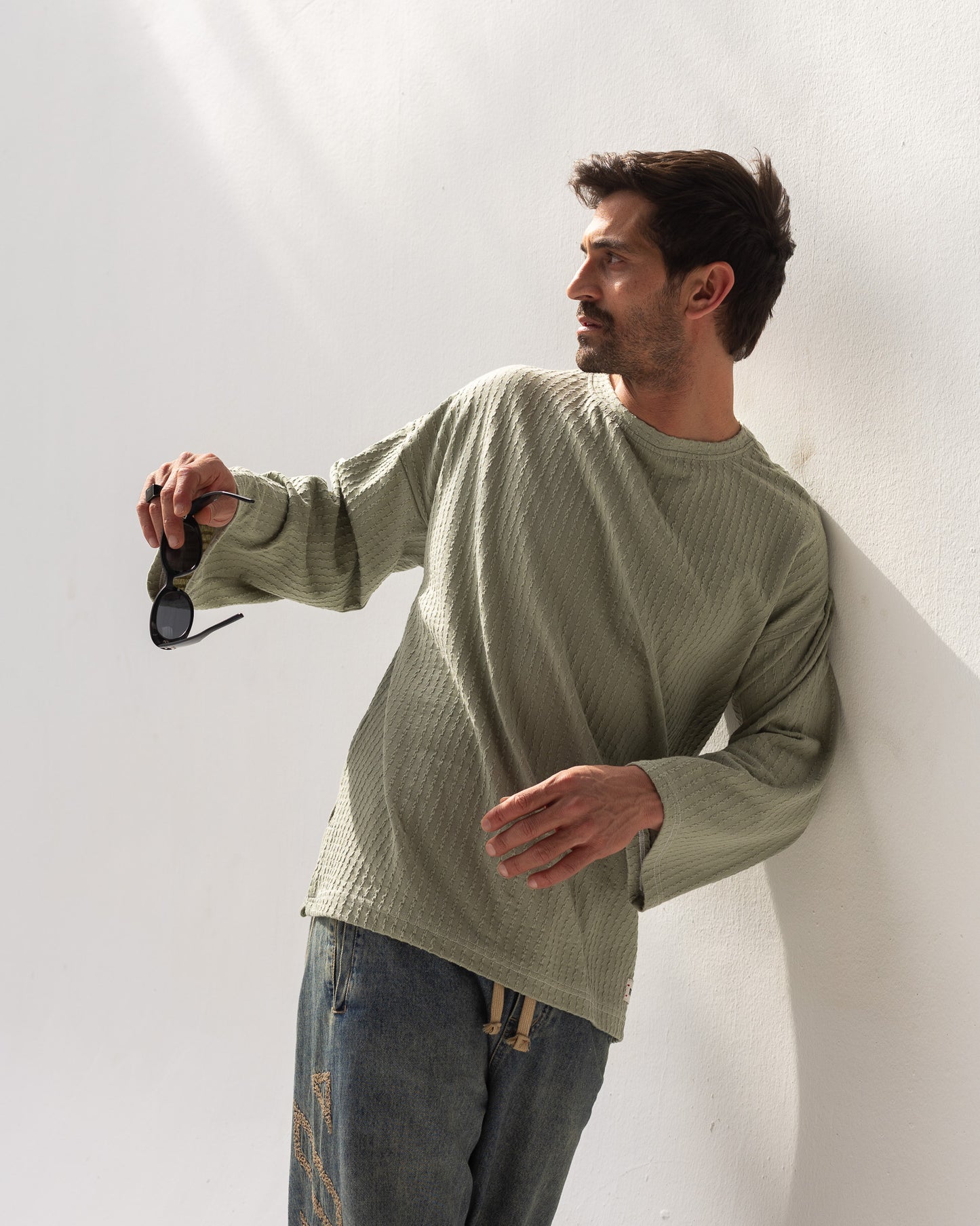 Textured Wave Top – Sage Khaki | Unisex