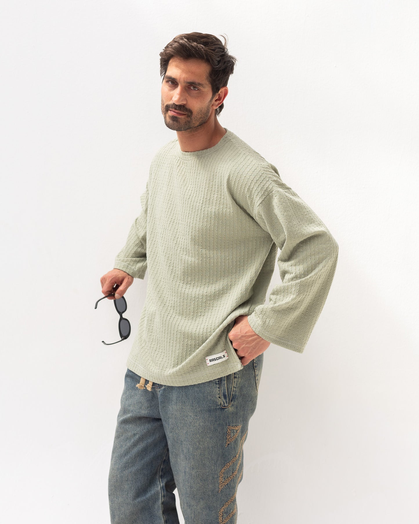Textured Wave Top – Sage Khaki | Unisex