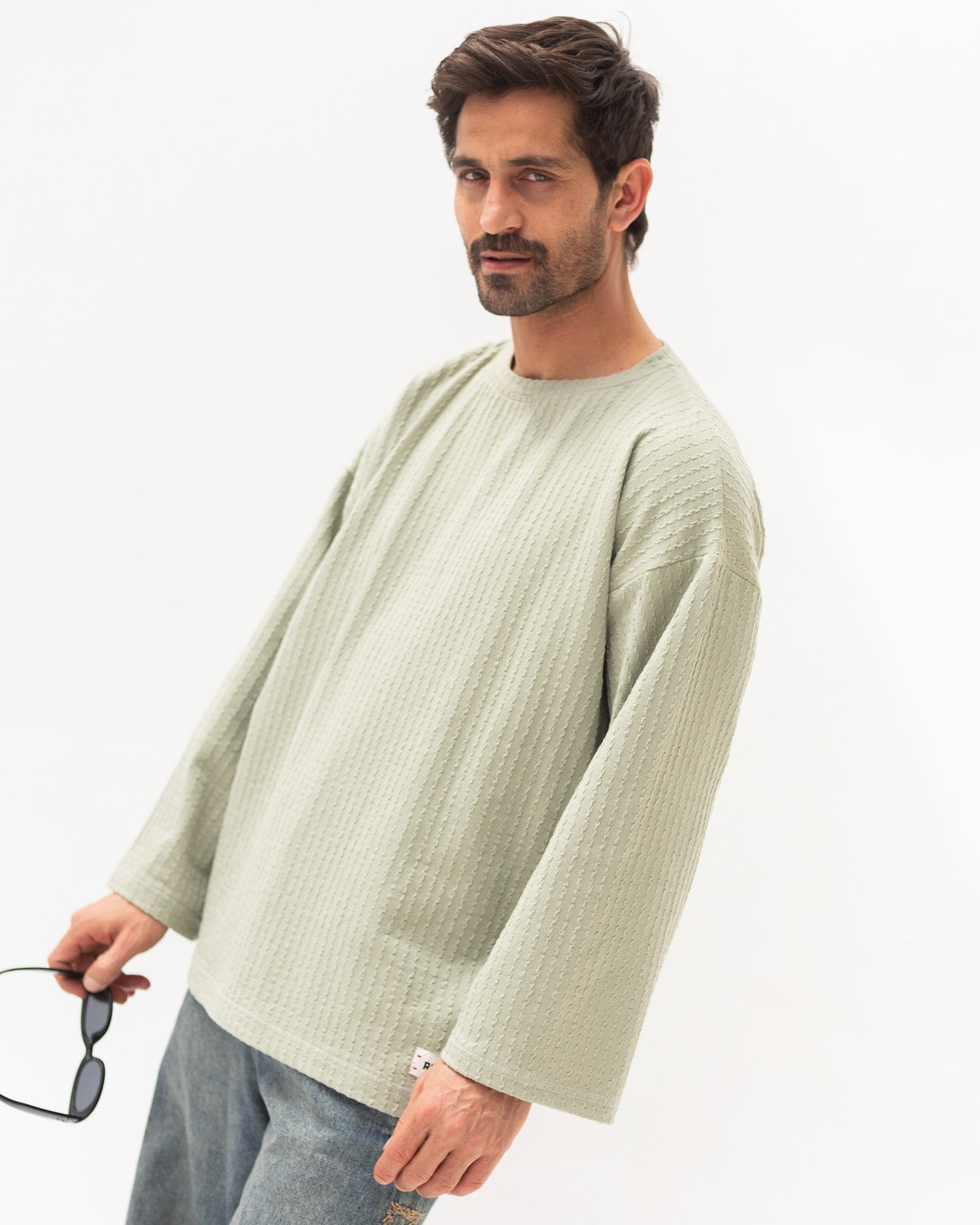 Textured Wave Top – Sage Khaki | Unisex